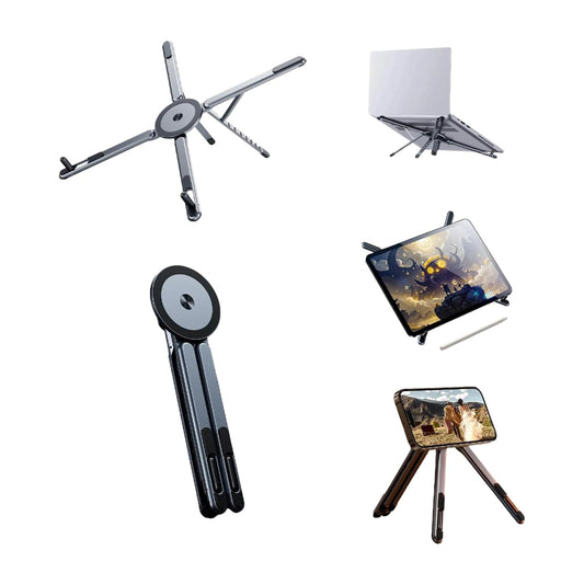 Magnetic foldable laptop & phone stand