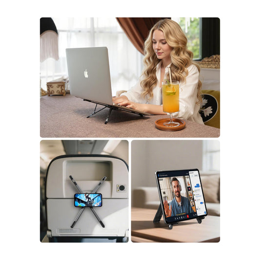 Magnetic foldable laptop & phone stand