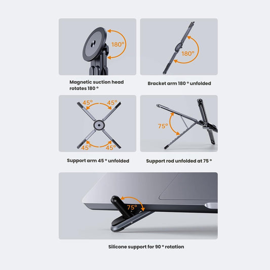 Magnetic foldable laptop & phone stand