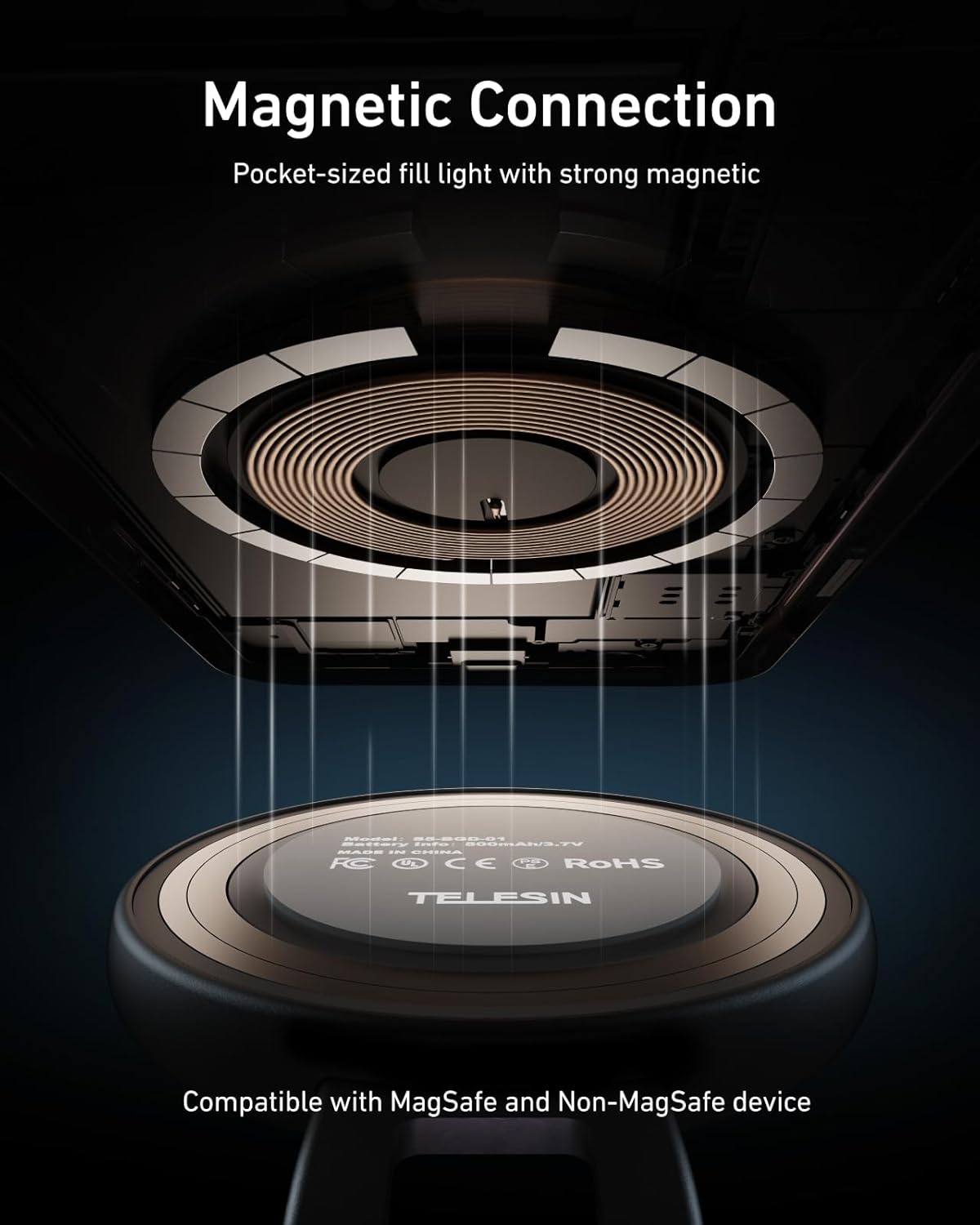TELESIN Magnetic Phone Mirror Light