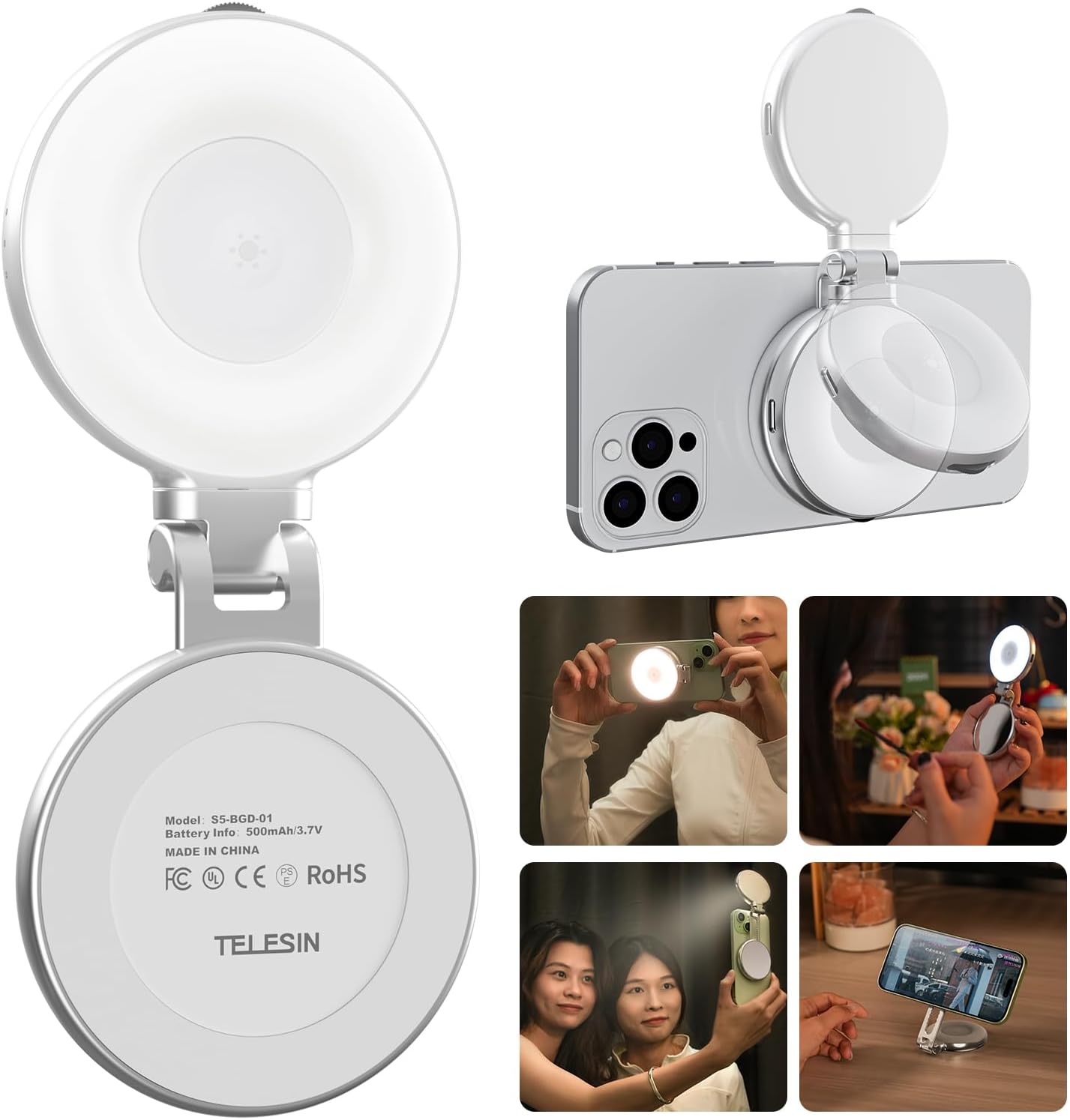 TELESIN Magnetic Phone Mirror Light
