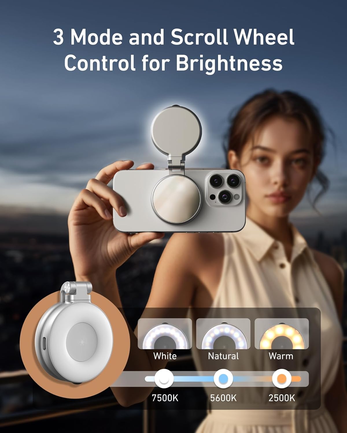 TELESIN Magnetic Phone Mirror Light
