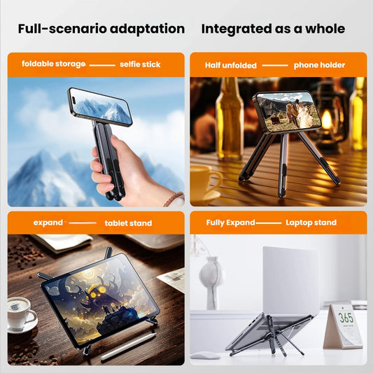 Magnetic foldable laptop & phone stand