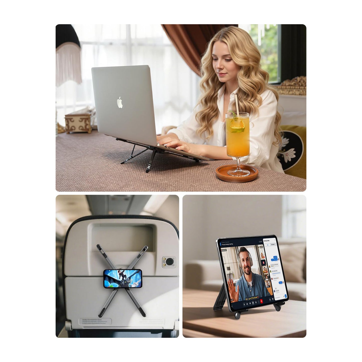 Magnetic foldable laptop & phone stand