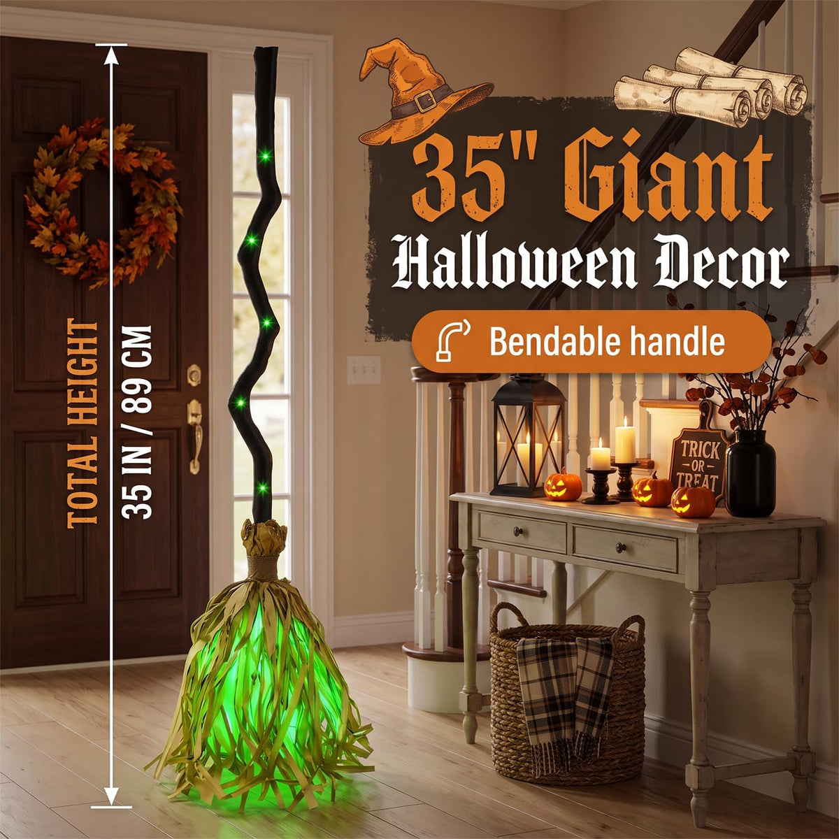 Halloween Animated Witch Lighted Broom