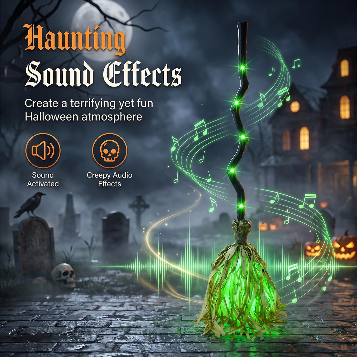 Halloween Animated Witch Lighted Broom