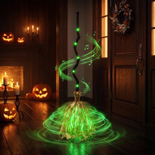 Halloween Animated Witch Lighted Broom