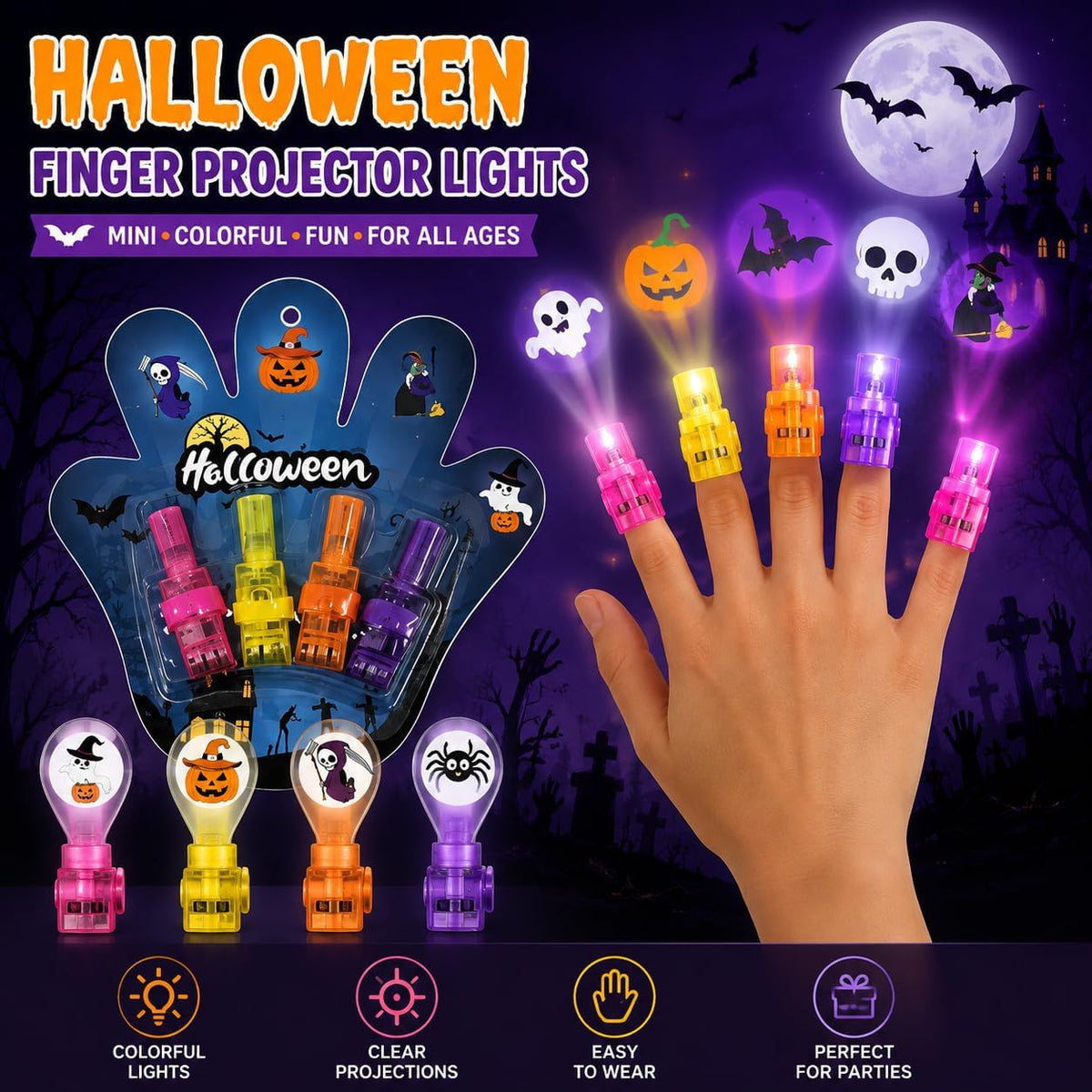 Halloween Finger Projector Lights